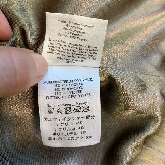 Eddie Bauer faux fur vegan brown tan hook closure fall winter vest size Medium - Picture 7 of 10